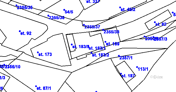 Parcela st. 183/1 v KÚ Poteč, Katastrální mapa