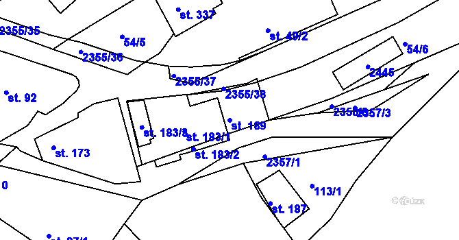 Parcela st. 189 v KÚ Poteč, Katastrální mapa