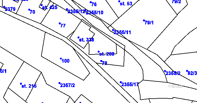 Parcela st. 208 v KÚ Poteč, Katastrální mapa