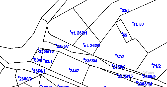 Parcela st. 262/2 v KÚ Poteč, Katastrální mapa
