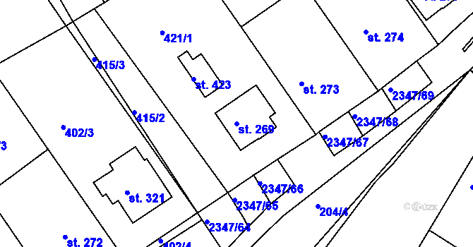 Parcela st. 269 v KÚ Poteč, Katastrální mapa
