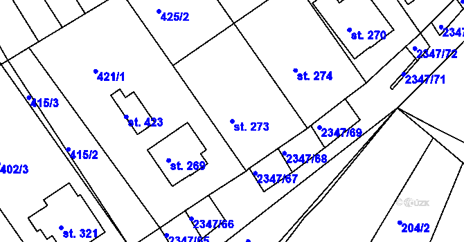 Parcela st. 273 v KÚ Poteč, Katastrální mapa