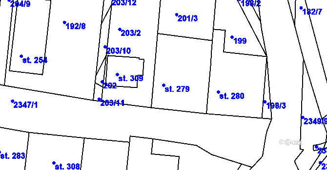 Parcela st. 279 v KÚ Poteč, Katastrální mapa