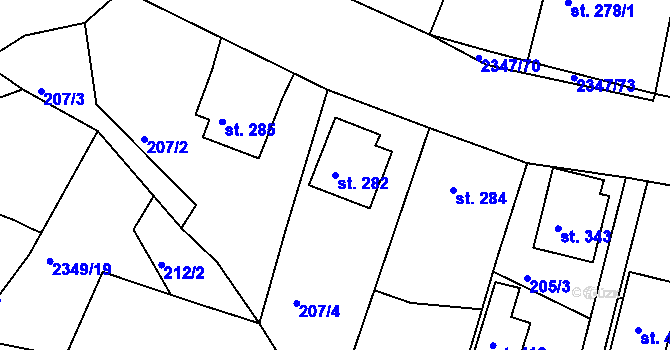 Parcela st. 282 v KÚ Poteč, Katastrální mapa