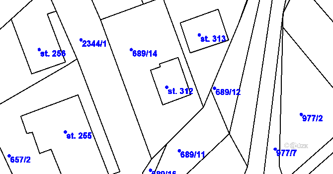Parcela st. 312 v KÚ Poteč, Katastrální mapa