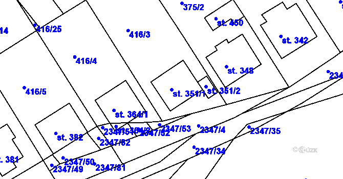 Parcela st. 351/1 v KÚ Poteč, Katastrální mapa
