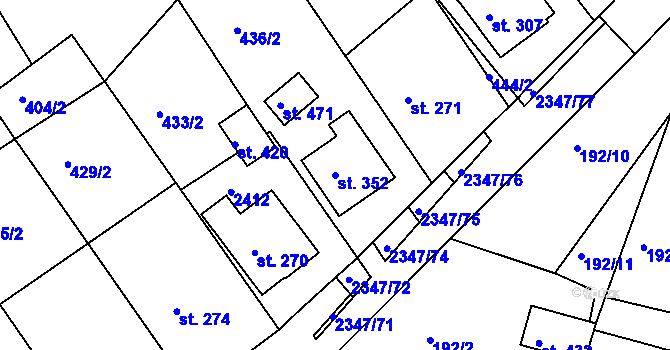 Parcela st. 352 v KÚ Poteč, Katastrální mapa