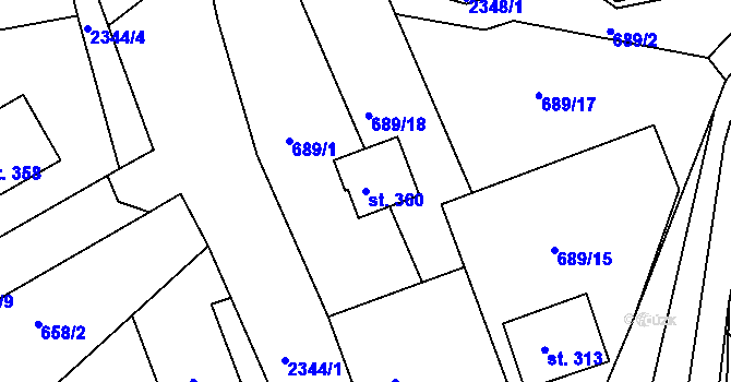 Parcela st. 360 v KÚ Poteč, Katastrální mapa