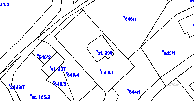 Parcela st. 396 v KÚ Poteč, Katastrální mapa