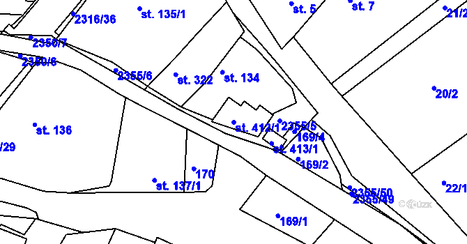 Parcela st. 412/1 v KÚ Poteč, Katastrální mapa