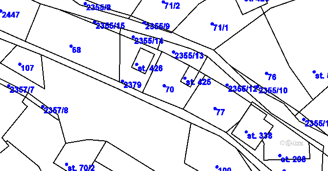 Parcela st. 70 v KÚ Poteč, Katastrální mapa
