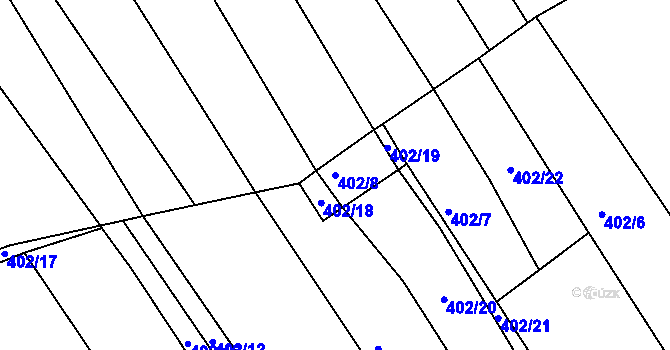 Parcela st. 402/8 v KÚ Poteč, Katastrální mapa