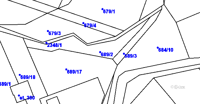 Parcela st. 689/2 v KÚ Poteč, Katastrální mapa