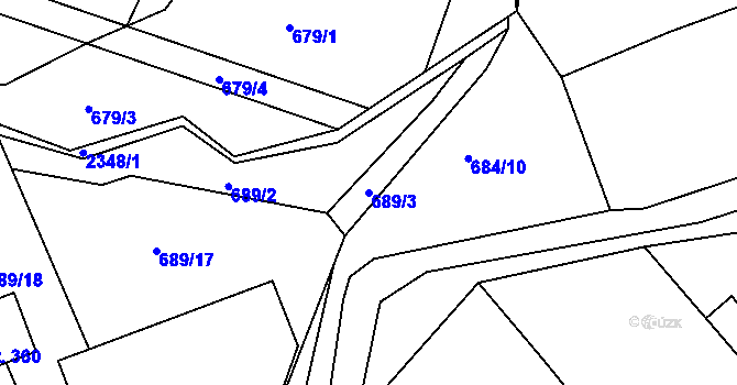 Parcela st. 689/3 v KÚ Poteč, Katastrální mapa