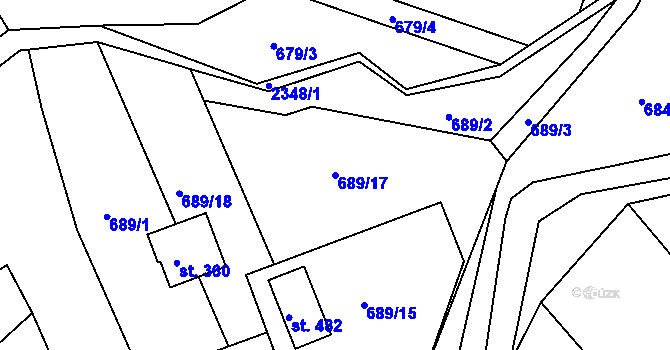 Parcela st. 689/17 v KÚ Poteč, Katastrální mapa
