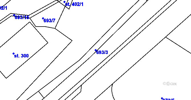 Parcela st. 693/3 v KÚ Poteč, Katastrální mapa