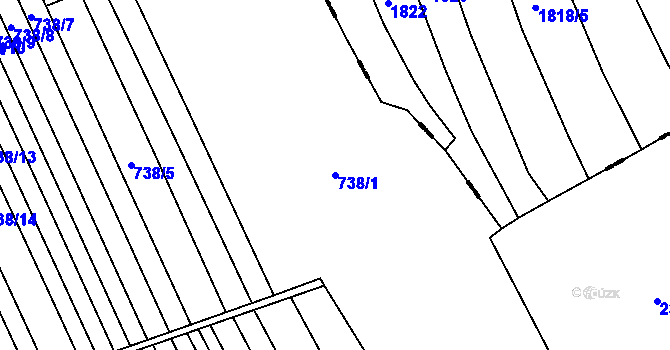Parcela st. 738/1 v KÚ Poteč, Katastrální mapa