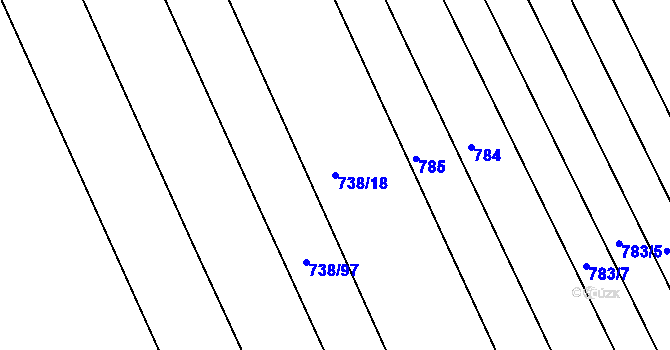 Parcela st. 738/18 v KÚ Poteč, Katastrální mapa
