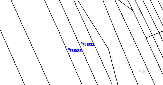 Parcela st. 738/22 v KÚ Poteč, Katastrální mapa