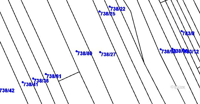Parcela st. 738/27 v KÚ Poteč, Katastrální mapa