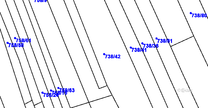 Parcela st. 738/42 v KÚ Poteč, Katastrální mapa