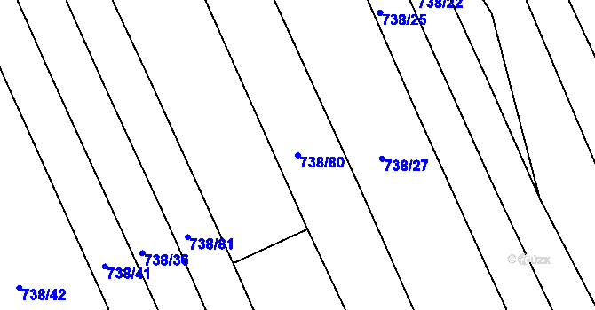 Parcela st. 738/80 v KÚ Poteč, Katastrální mapa