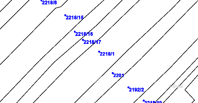 Parcela st. 2218/1 v KÚ Poteč, Katastrální mapa