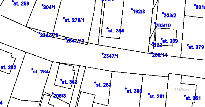 Parcela st. 2347/1 v KÚ Poteč, Katastrální mapa