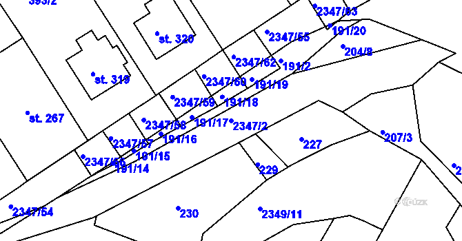 Parcela st. 2347/2 v KÚ Poteč, Katastrální mapa