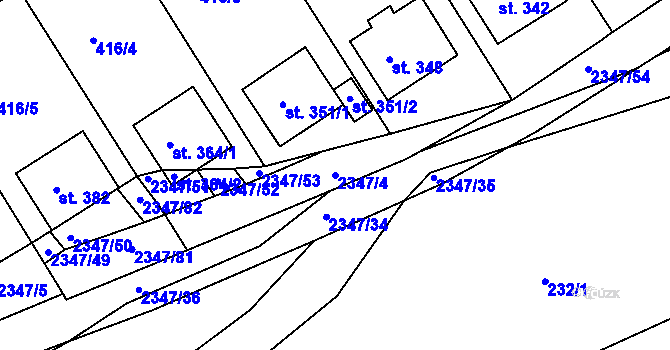 Parcela st. 2347/4 v KÚ Poteč, Katastrální mapa