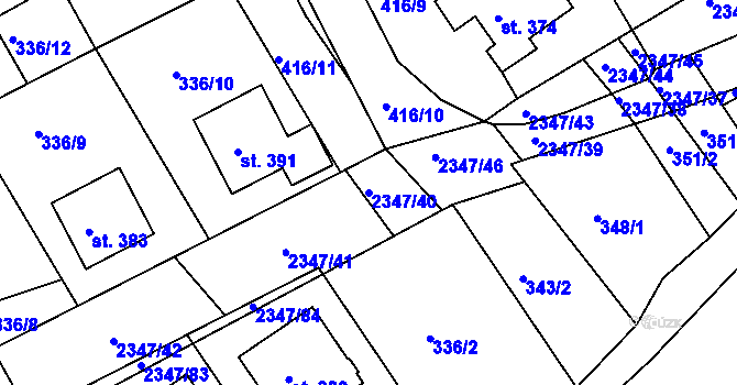 Parcela st. 2347/40 v KÚ Poteč, Katastrální mapa