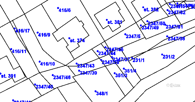 Parcela st. 2347/44 v KÚ Poteč, Katastrální mapa