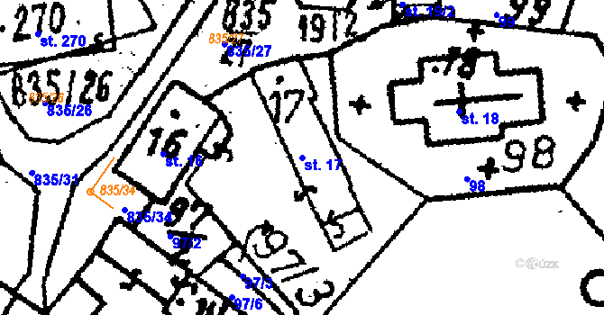 Parcela st. 17 v KÚ Bratčice u Potěh, Katastrální mapa