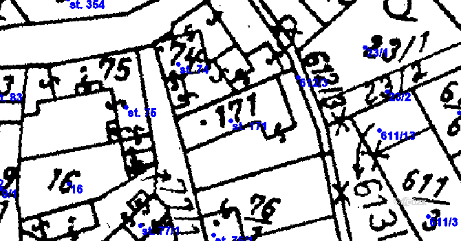 Parcela st. 171 v KÚ Bratčice u Potěh, Katastrální mapa