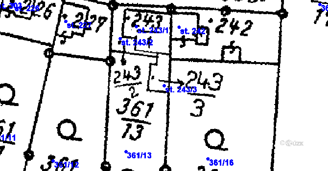 Parcela st. 243/3 v KÚ Bratčice u Potěh, Katastrální mapa
