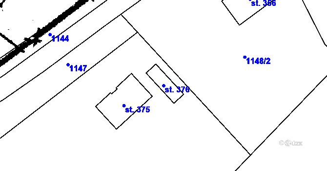 Parcela st. 376 v KÚ Bratčice u Potěh, Katastrální mapa