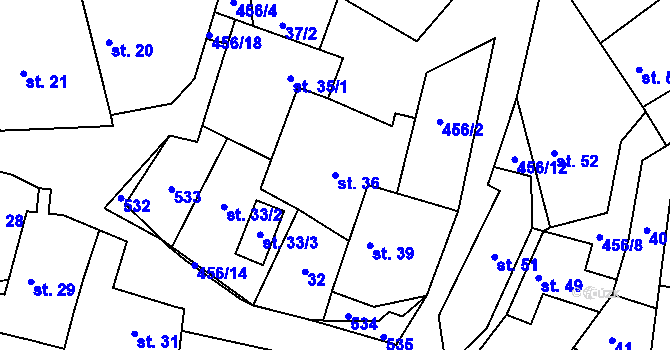 Parcela st. 36 v KÚ Drobovice, Katastrální mapa