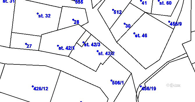 Parcela st. 42/2 v KÚ Drobovice, Katastrální mapa