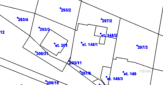 Parcela st. 148/1 v KÚ Drobovice, Katastrální mapa