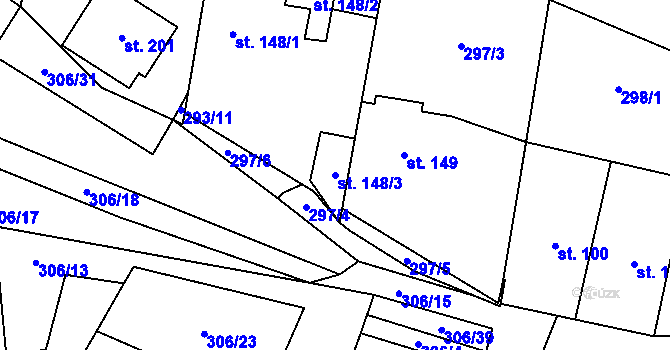 Parcela st. 148/3 v KÚ Drobovice, Katastrální mapa