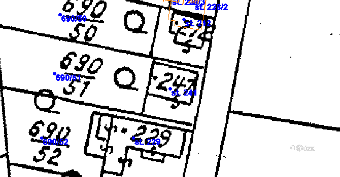 Parcela st. 241 v KÚ Horky u Čáslavi, Katastrální mapa