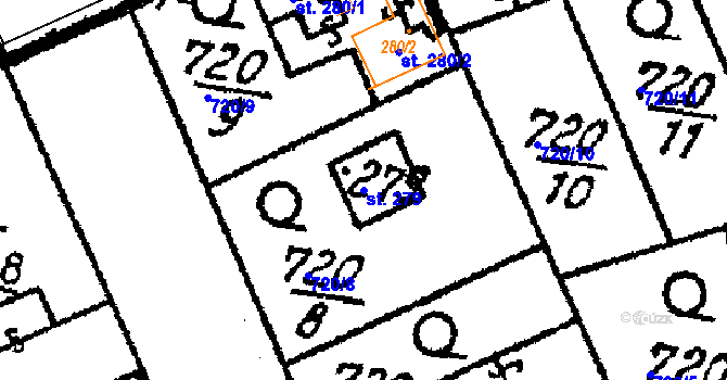 Parcela st. 279 v KÚ Horky u Čáslavi, Katastrální mapa
