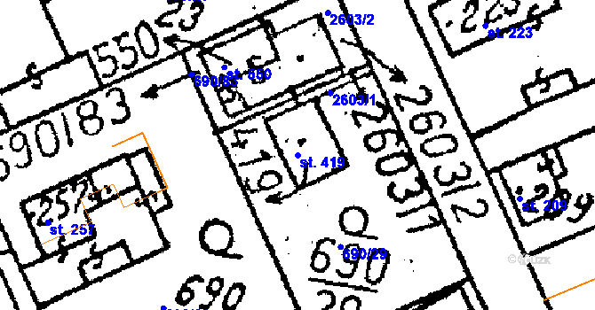 Parcela st. 419 v KÚ Horky u Čáslavi, Katastrální mapa