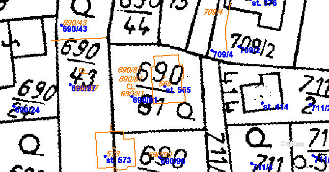 Parcela st. 565 v KÚ Horky u Čáslavi, Katastrální mapa