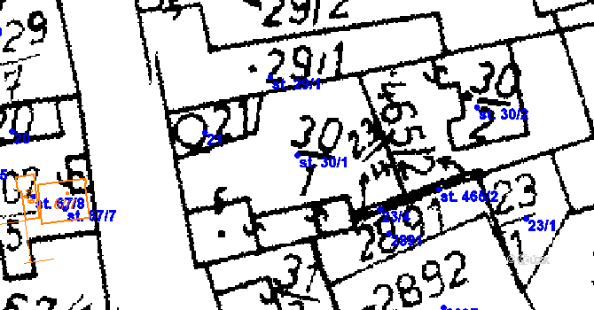 Parcela st. 30/1 v KÚ Potěhy, Katastrální mapa