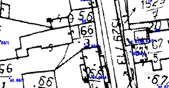 Parcela st. 66/3 v KÚ Potěhy, Katastrální mapa