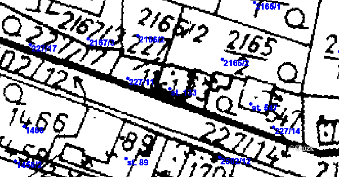 Parcela st. 133 v KÚ Potěhy, Katastrální mapa
