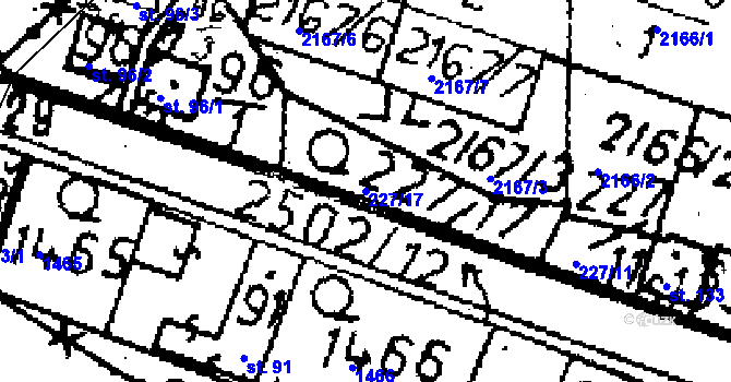 Parcela st. 227/17 v KÚ Potěhy, Katastrální mapa