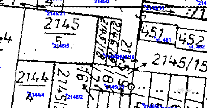 Parcela st. 2145/18 v KÚ Potěhy, Katastrální mapa