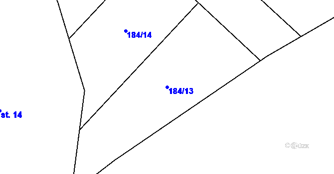 Parcela st. 184/13 v KÚ Chvoječná, Katastrální mapa